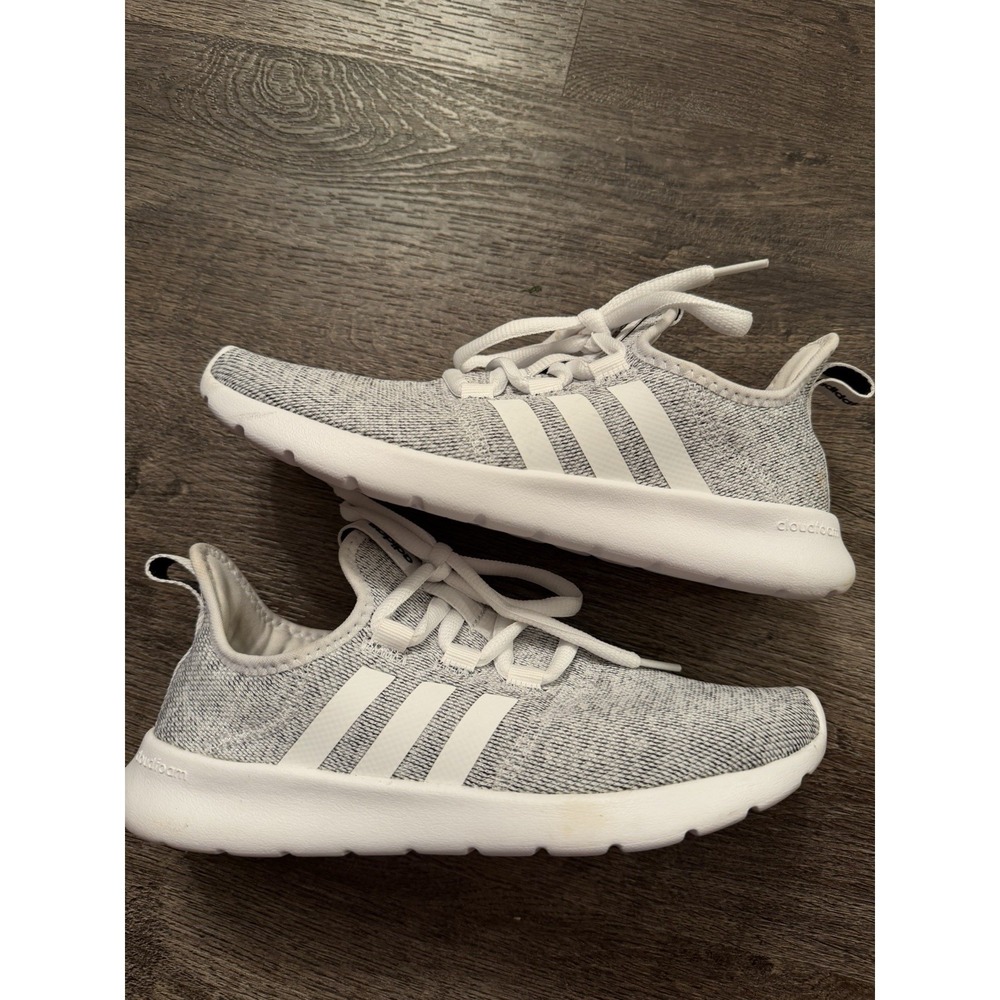 Adidas Cloudfoam Pure Womens Size 6 Gray White Athletic Running Shoes Sneakers - Picture 4 of 5